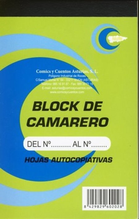 BLOCK DE CAMARERO VERDE